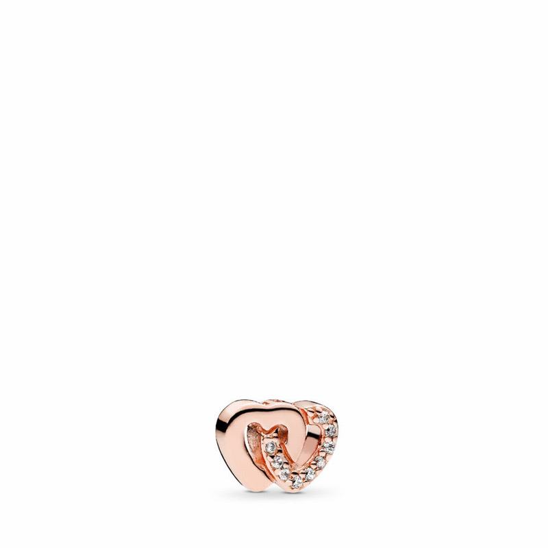 Pandora Rose™ Interlocked Hearts Petite Locket Charm Ireland - Pandora Rose/Cubic Zirconia - 612970O